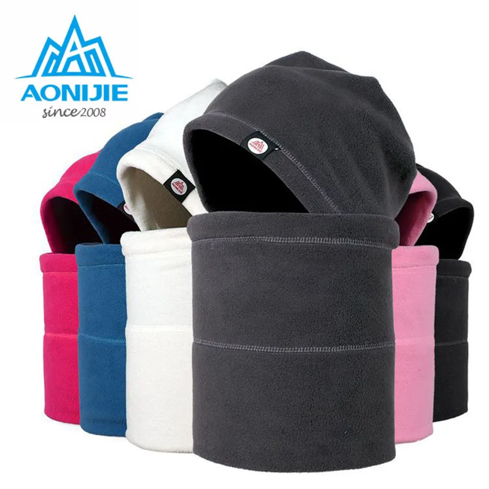 

Functional Keep Warm Fleece Hat+Tube Neck Beanies Skullies Balaclavas Motorcycle Skiing Cycling Winter Hats Caps Face Mask Scarf