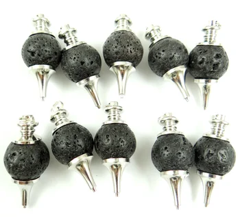 

24pcs Natural Stone Volcanic Rock Handmade Healing Pendulum pendant Dowsing Amulet Gem Pendant Necklace Jewelry Making A36