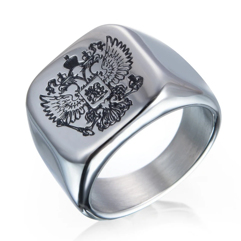 

Fashion Two Eagle Stainless Steel Ring For Men A Coat Of Arms Of The Russian Gay Pride Biker Signet Rings Drop Shipping
