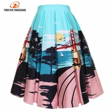 60s черная юбка для женщин с высокой талией 4XL размера плюс цветочный принт женские юбки Скейтер 50s Свинг винтажные юбки для женщин большой размер 3XL