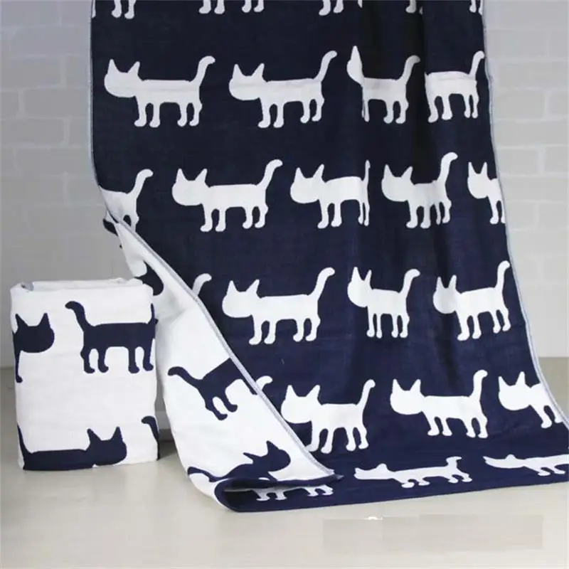140X70 см мультфильм хлопок 3 слоя марли мягкие корейские сандалии с открытыми/кошка/птица банное полотенце большие пляжные полотенца для взрослых, для дома, полотенце одеяло для детей