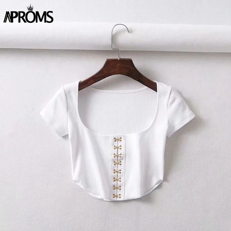 Aproms VintageSquare шеи безрукавки для женщин; туфли с зауженным носком; женские туфли пикантные туфли белого и черного цвета с открытой спиной эластичные брюки на пуговицах Cami 90s Прохладный Девушки Streetwear Tees, платье на бретелях