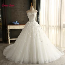 TaooZor High Quality New Fashion Lace 3 D Flowers Ivory font b Wedding b font Dresses