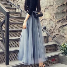 U-SWEAR фатиновые юбки женские летнее, длинное, макси юбка женский эластичный пояс Высокая Талия плиссированная юбка-пачка Jupe Femme