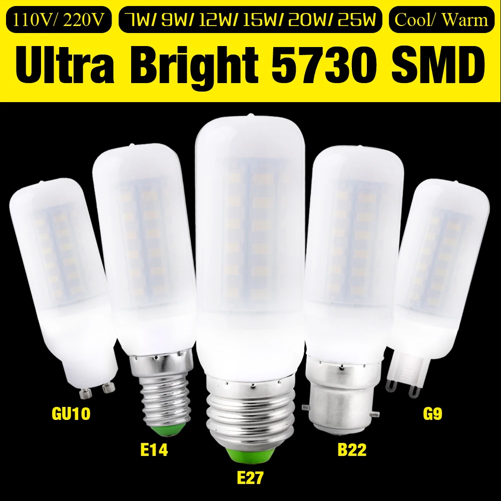 E27 GU10 G9 E14 B22 E12 220/110 V Светодиодный светильник 24 светодиодный 30 светодиодный 36 светодиодный 48 Светодиодный 69 светодиодный прожектор, SMD5730