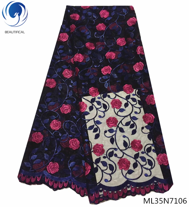 

Beautifical french net laces fabrics african lace fabric 2019 new Embroidered fabrics dress for women wedding 5yards/lot ML35N71