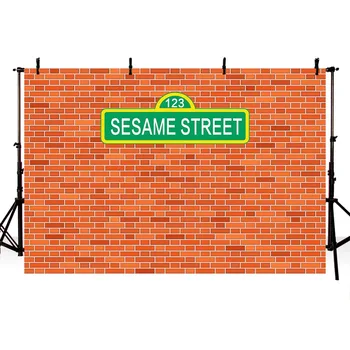 

MEHOFOTO Red Bricks Wall Sesame Street Elmo World Birthday Party Custom Backdrop for Photography Photo Studio Background