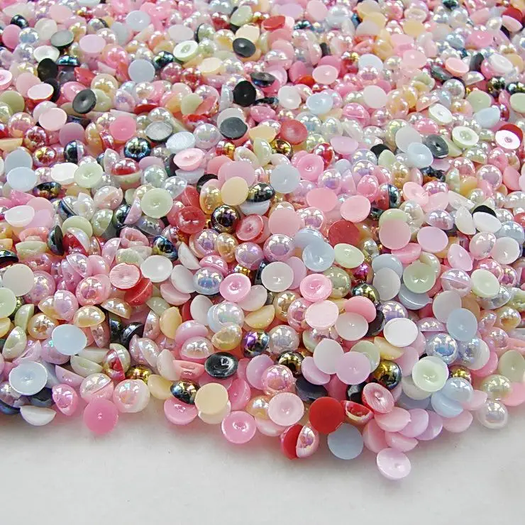 

10mm 100pcs AB Colors, Mulity Color ABS Half Round Imitation Pearls Beads,Pearls round for crafts,DIY Crafts Nail Art Decoration