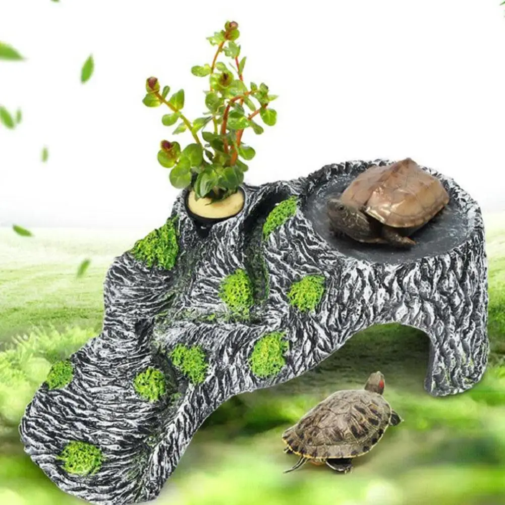 

None Tortoise Drying Climbing Platform Pet Reptile Hide Cave for Tank Decoration