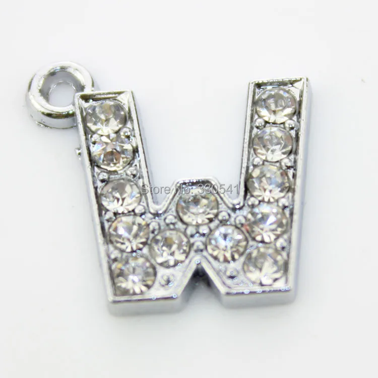 Wholesale Letter Alphabet W Crystal Dangle Charm Fits DIY European