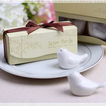 

20pcs/lot(10boxes) Creative Gifts Wedding gift for guests Love birds salt and pepper shakers Wedding favors For Party Gift favor