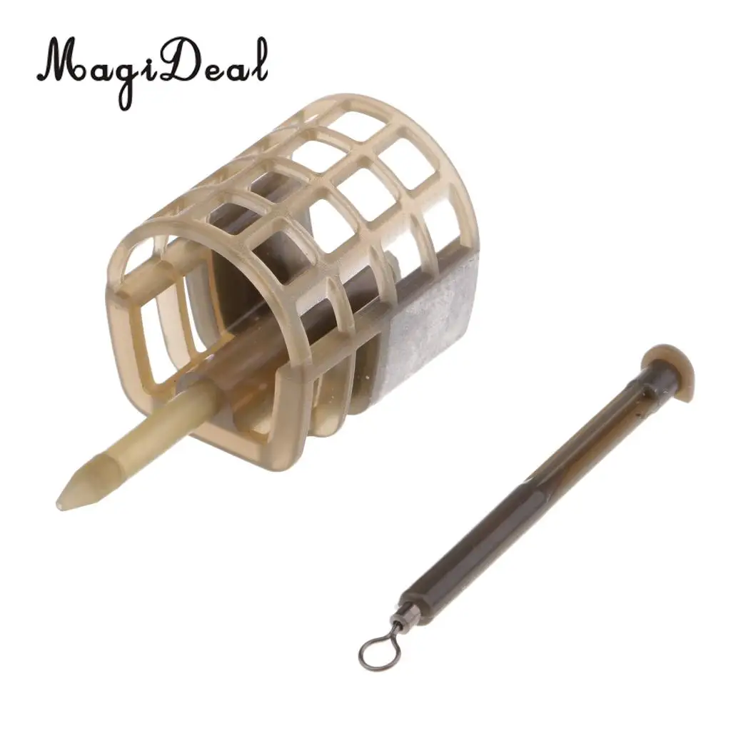 In Line Cage Feeder Coarse Fishing Feeders Bait Cage Lure Holder Basket with Lead Sinker 30g