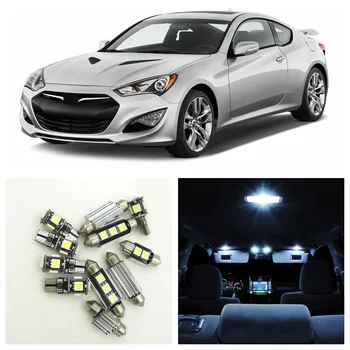 

10pcs White Car LED Light Bulbs Interior Package Kit For Hyundai Genesis Coupe 2013 2014 2015 Map Dome Trunk License Plate Lamp