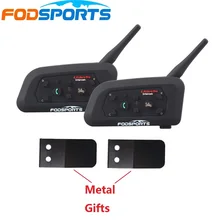 2 шт. обновленная версия V6 Pro мотоциклетный шлем Bluetooth домофон 850 мАч Батарея 6 гонщиков гарнитура Moto BT переговорные + листового металла