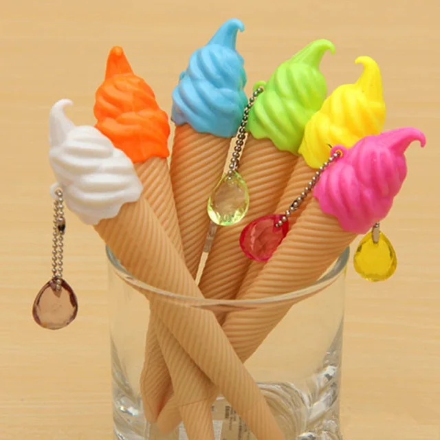 

6pcs/lot Crystal Gel Pen Funny Pens Creative Ice Cream Shape Pen 12 colors Ink 0.5mm for Kids Student Novelty Gift School Supply