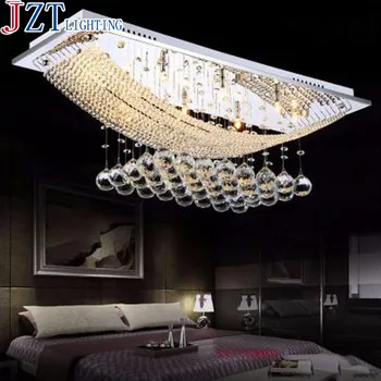 

M Modern Luxury Rectangular Boat Shaped Crysatl Led Ceiling Lamp 100*25*30cm Large Chandelier G4 20w*8 For Living Room Hall Dec