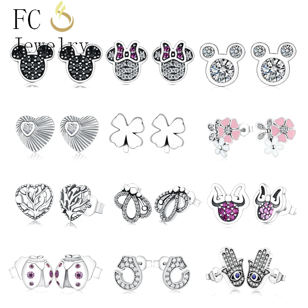 

2019 New Cute Style Earrings For Women Stud Earrings 925 Sterling Silver Jewelry Fashion Earrings Gifts For Friend Dropshipping