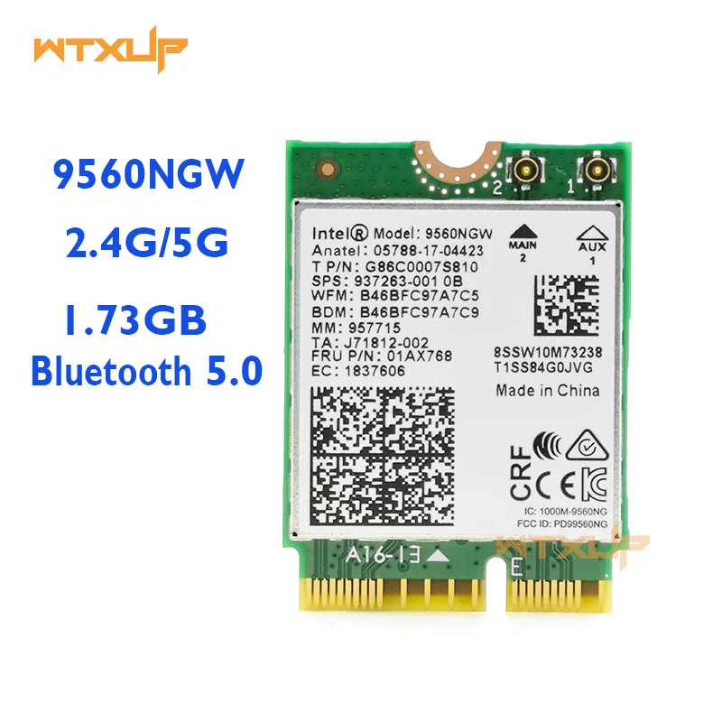 Двухдиапазонная 1,73 Гбит/с для Intel 9560NGW 802.11ac NGFF Key E 2,4G/5G WiFi+ BT5.0 карта Bluetooth 5,0 9560AC сетевая карта для ноутбука