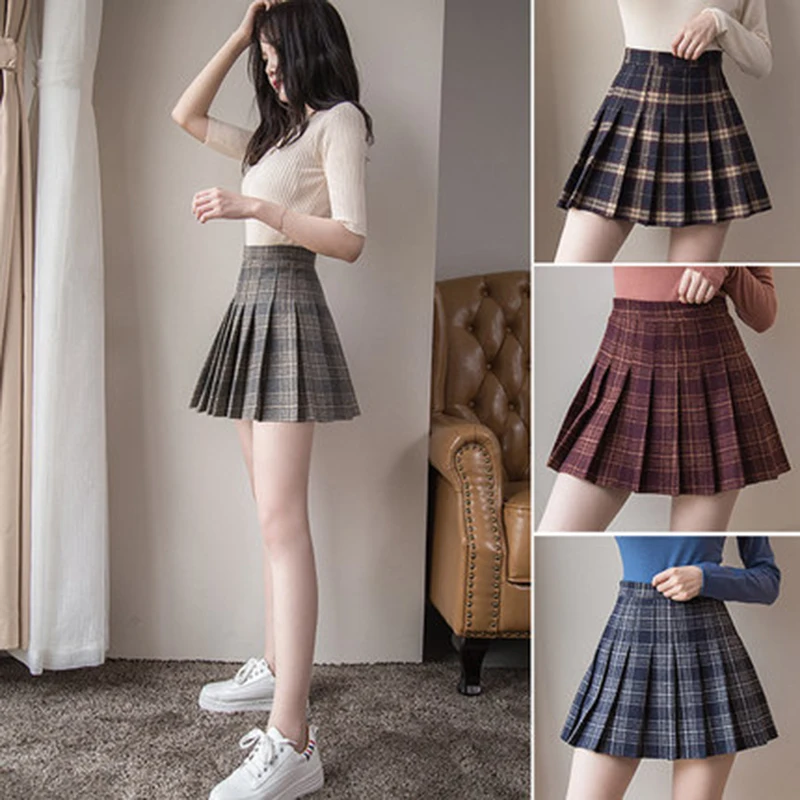 Women School Uniforms Ladies Jupe Kawaii Skirt Saia Faldas Mini Pleat