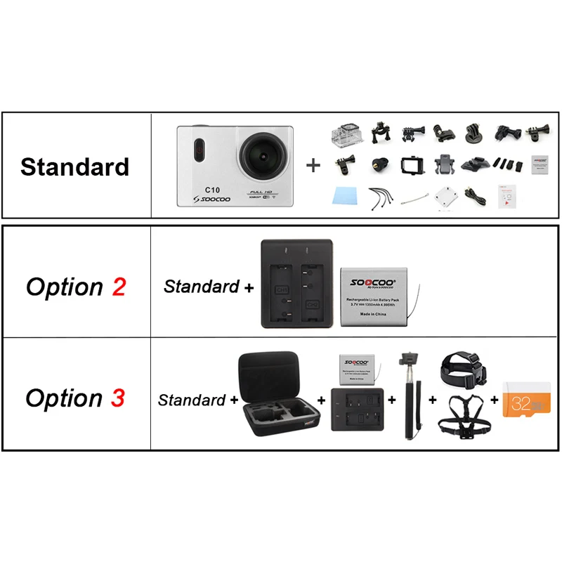 ES местная: SOOCOO C10 экшн-камера Full HD 1080 P/30fps WiFi 1,5 дюймов lcd 170D шлем спортивная водонепроницаемая камера NTK96655