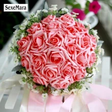 16 цветов из искусственного шелка свадебные букеты для невесты портбукет с цветами ручной работы Свадебный букет аксессуары красный