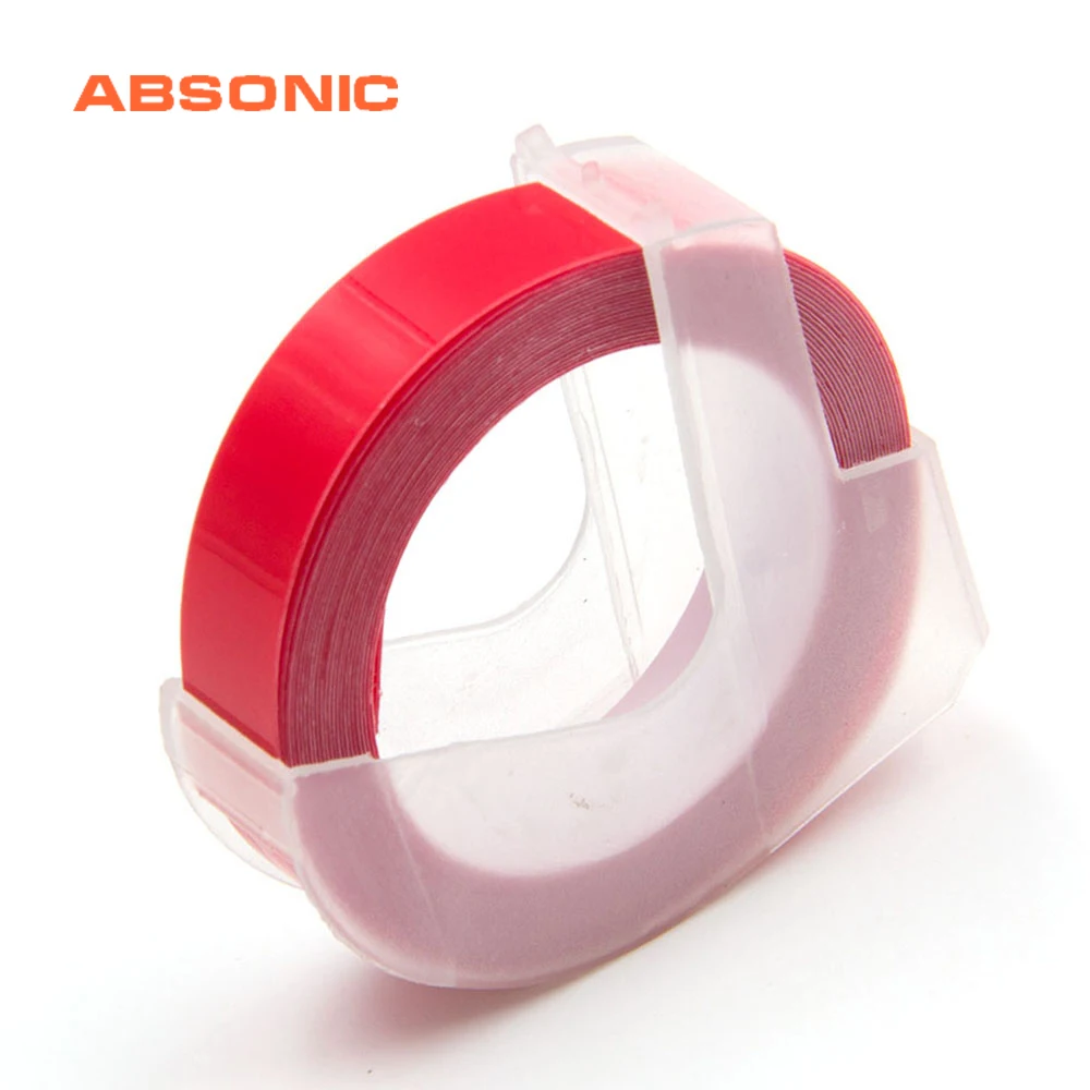 

Absonic 9mm Red Color Dymo Label Maker Plastic 3D Stereo Embossing Tape For Dymo 1610 Organizer Xpress Embosser Label Lettering