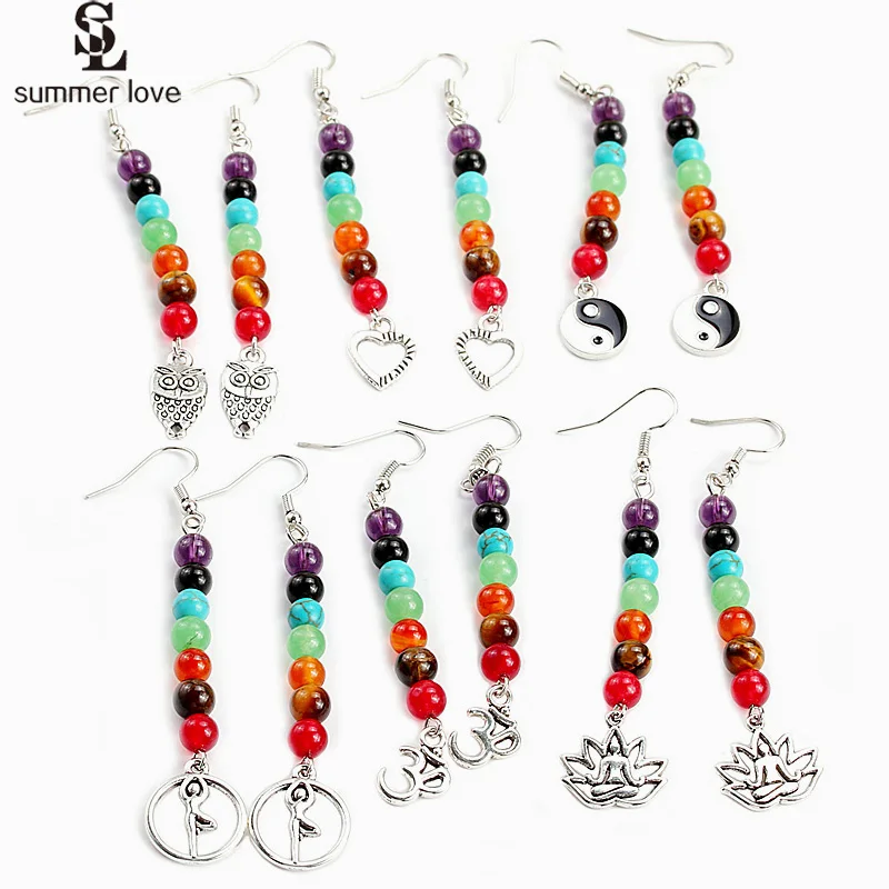 Chakra Natural Stone Earrings