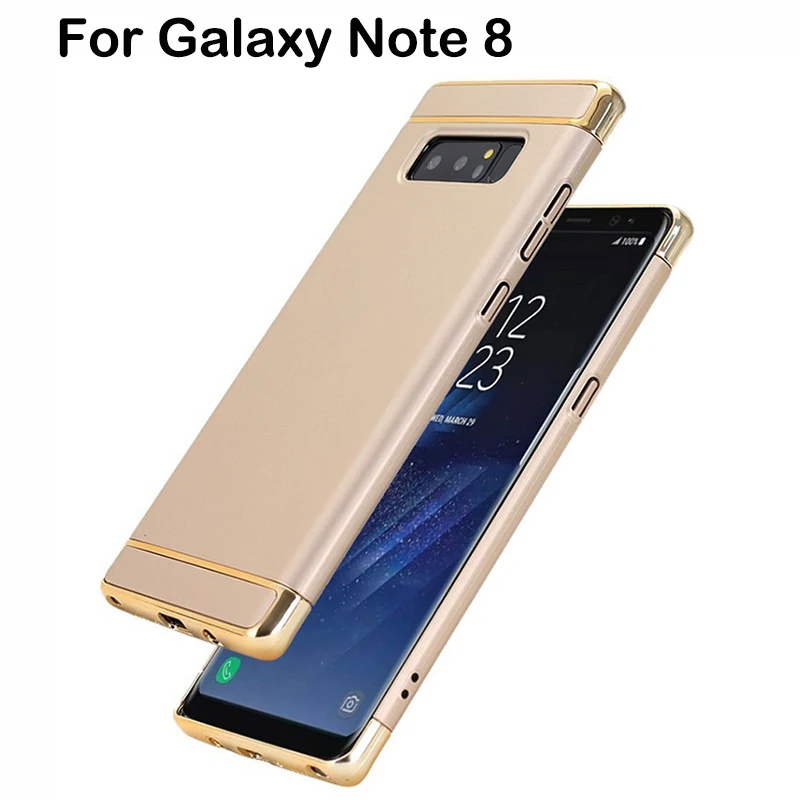 3 in 1 Case Luxury For Samsung Galaxy Note 8 Case Hard Back Cover 360 Degree Protection Ultra Thin Slim For Samsung Note 8 Gold