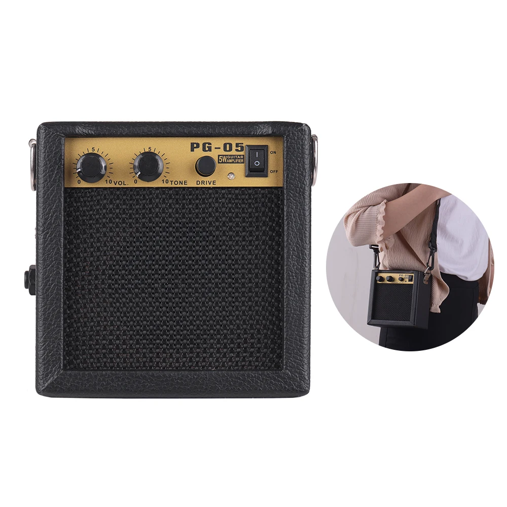 Wooden Mini Guitar Amplifier Amp Speaker 5W with 6 35mm Input 3 5mm Headphone Output Supports Volume Tone Adjustment Overdrive