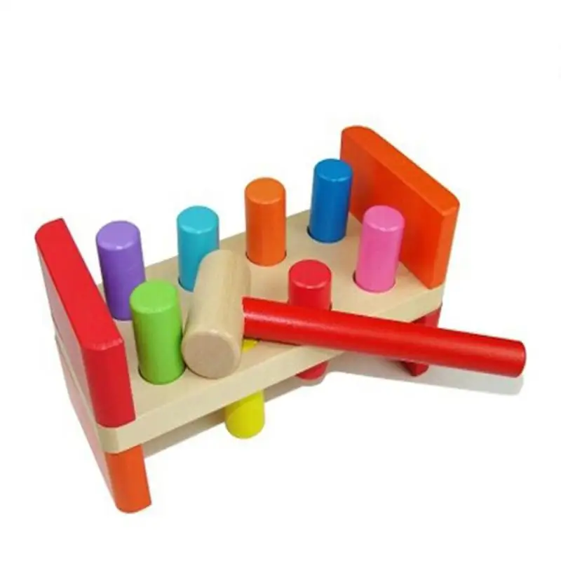 Colorful Children Wooden Piling Table Toy Toddlers Early Educational