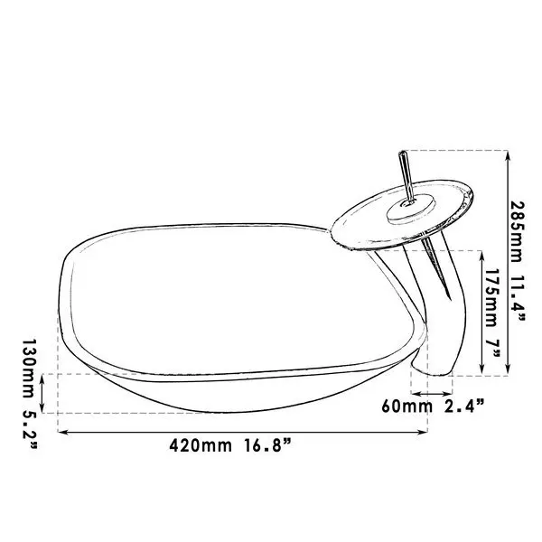 Forst квадратный прозрачный закаленное стекло сосуд столешница Ванная раковина кран с водопадом кран с всплывающим сливом