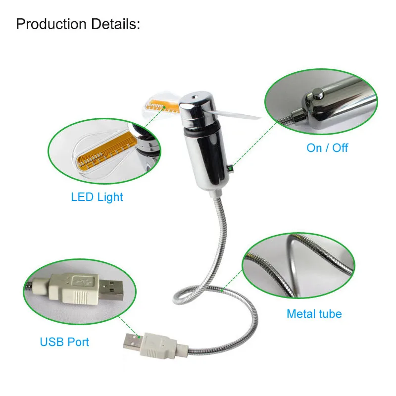 Landas Регулируемый USB гаджет портативный вентилятор мини Гибкий светодиодный USB вентиляторы настольные часы кулер офисные гаджеты