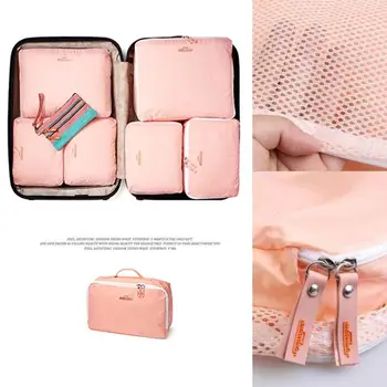 

Nylon Mesh Zipper Portable Travel Luggage Storage Bag Clothes Organizer Handbag Pouch Suitcase Closet Divider Container 5Pcs