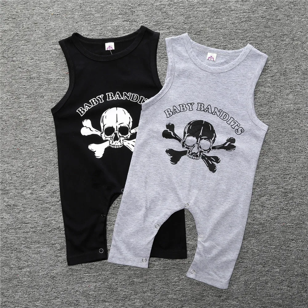 2017 Summer Skull Baby Boys Girls Rompers Cotton Children's Clothes Boy