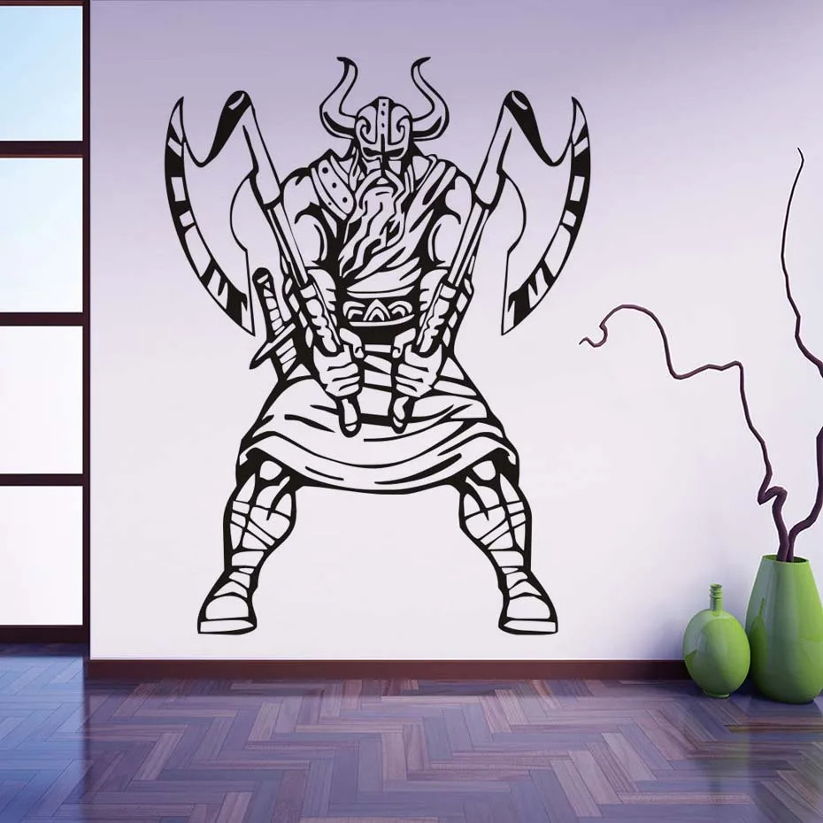 Viking Wall Stickers North Man Warrior Interior Art Murals Removable