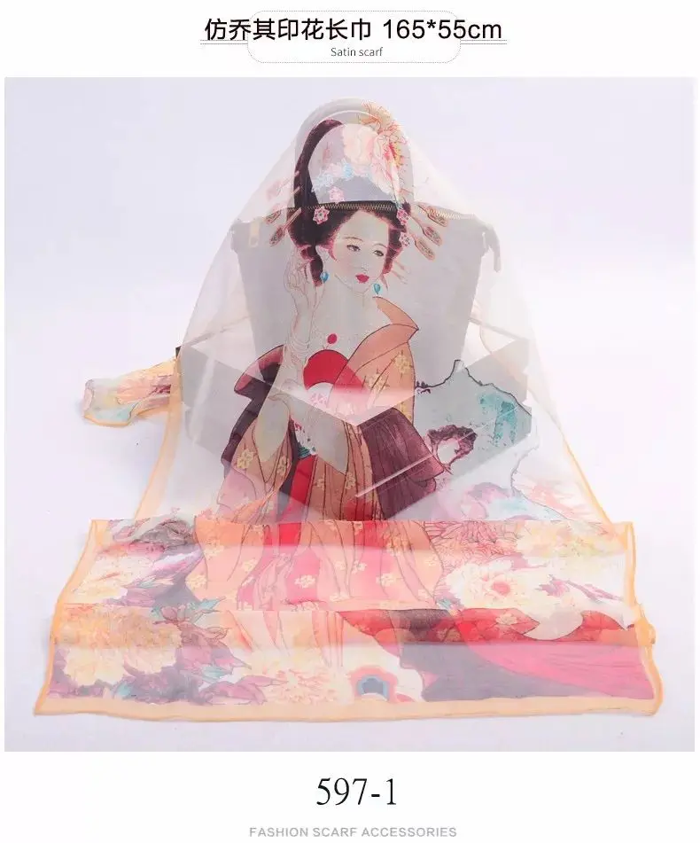 

2019 Women Chiffon Silk Scarfs Spring polyester Scarves Prints Beauty Summer Shawls Hijabs Long Soft Wraps Ladies foulard Female