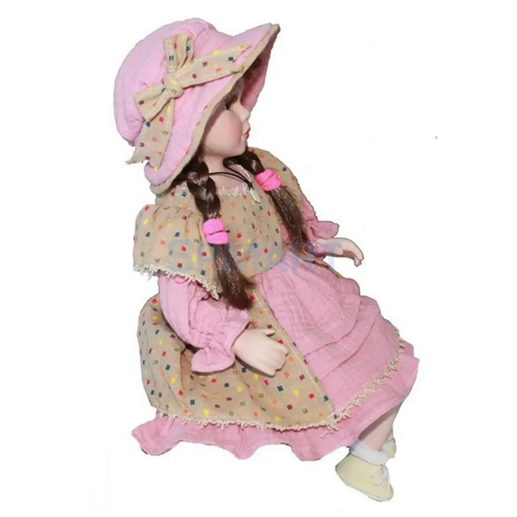 Birthday Xmas Gift - 40cm Excellent Workmanship Doll DIY Accessory Vintage Porcelain Lady Girl Dolls with Display Stand #2