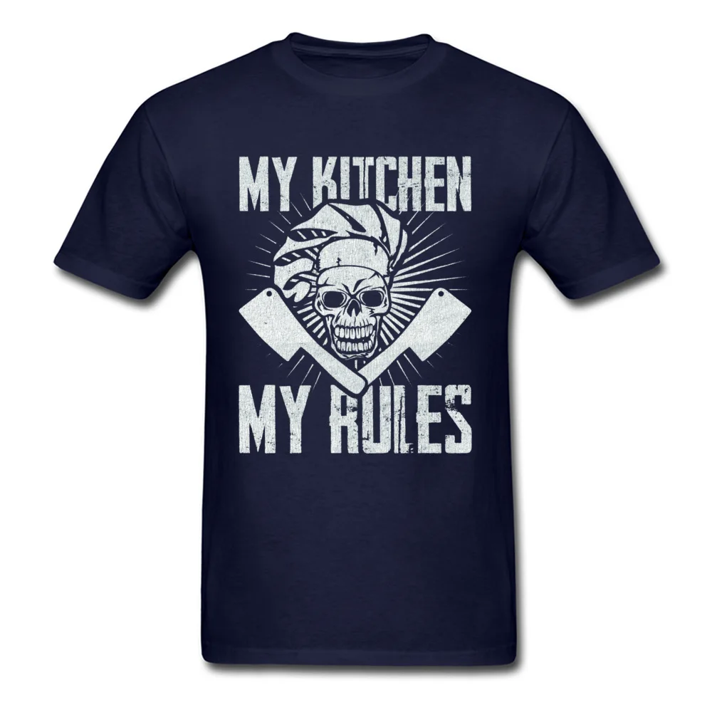 100% Cotton Men's Short Sleeve Fitness Tight Tshirts Street T Shirt New Arrival Normal Round Neck Tshirts Free Shipping My Kitchen My Rules Chef 11296 navy