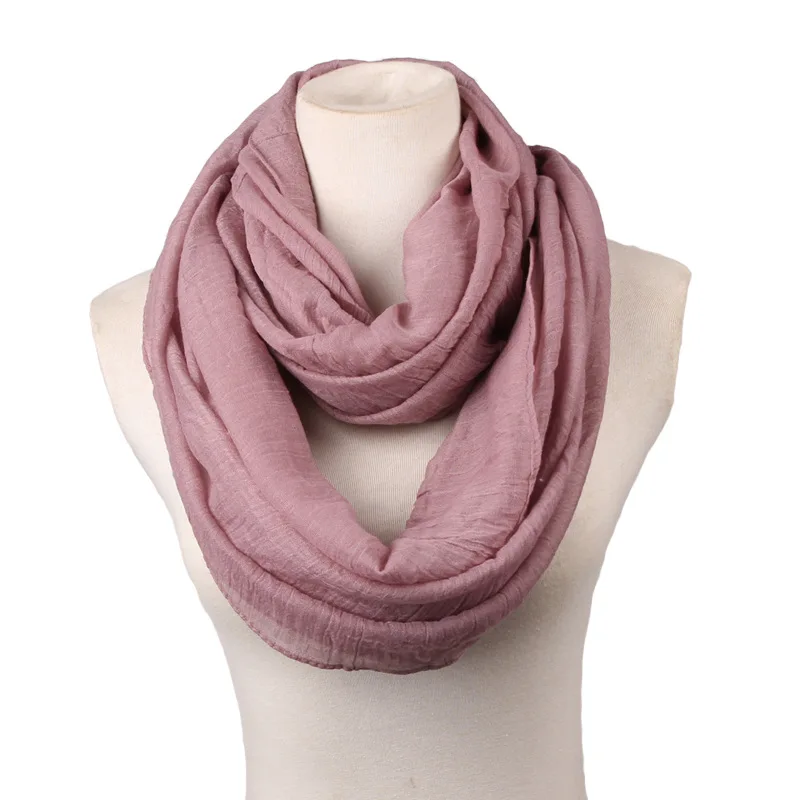 

New Fashion Women Infinity Scarf Design With 16 Colors Solid Voile Polyester Winter Warm Lady Ring Loop Scarf Size High-quality