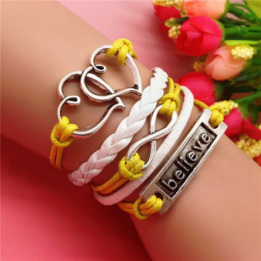 Infinity Bracelets Multi Layer Braided Leather Handmade Combination