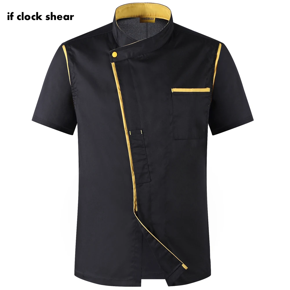 

2019 new Chef's work Uniform Hotel Restaurant Kitchen Workwear Short Sleeve Mesh Breathable Chef Jacket Catering shirt men chef