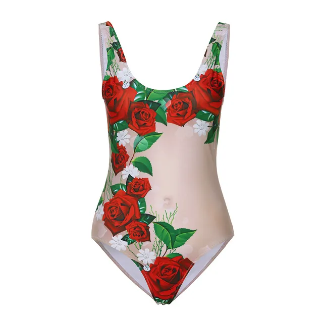 Women Sexy High Cut Vintage Hot Funny Nake Printed Swimsuit Swimwear