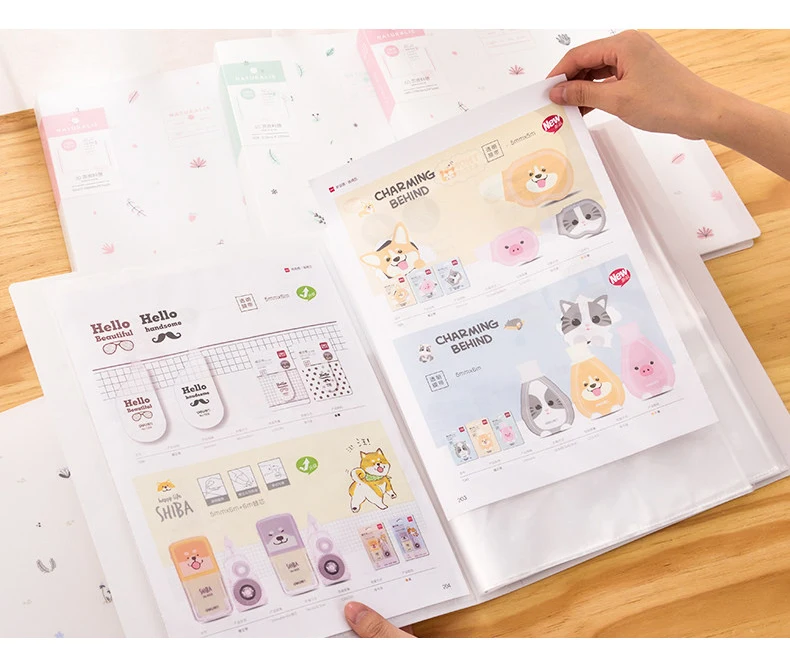 Deli A4 папка многослойная информация буклет вставить бумажный зажим студента с небольшой свежей корейской версии цветочный файл сумка