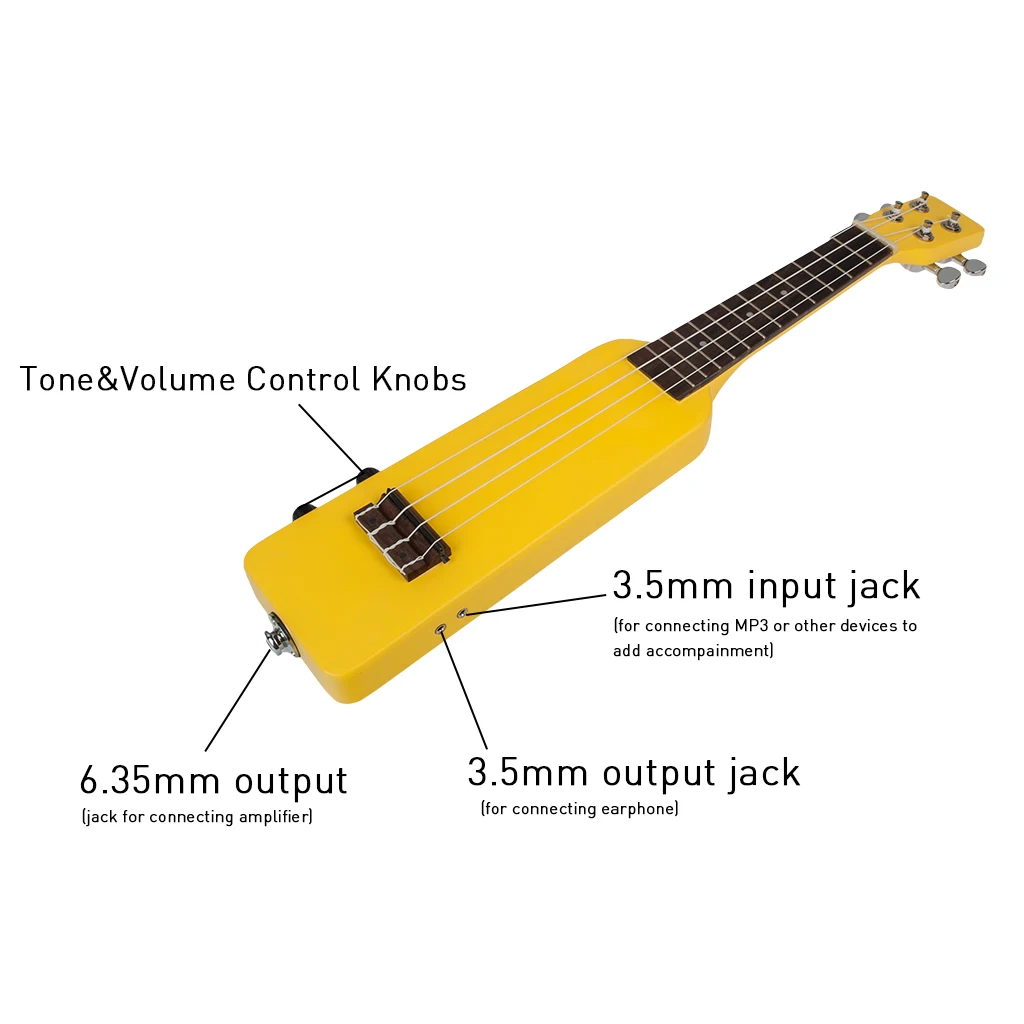 2" Okoume электрический набор укулеле W/Gig Bag 3,5 мм аудио кабель тихий Электрический Укулеле сопрано Уке-желтый