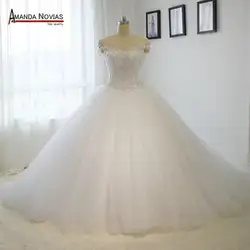 100% 2019 Настоящая модель свадебное платье большое Пышное кружевное свадебное платье с открытыми плечами свадебное платье