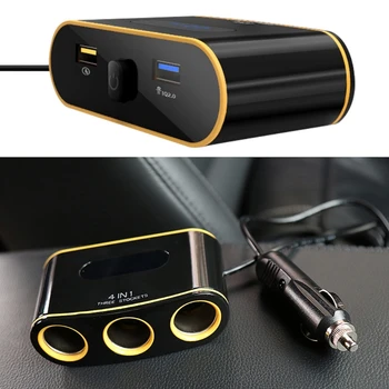 

EY QC3.0 Car USB Charger Voltmeter 12V 24V Power Socket Splitter For Cell Phone GPS