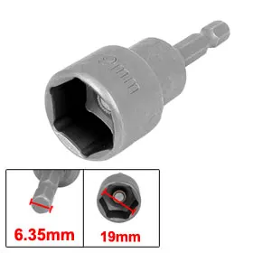 UXCELL Newest 1 Pcs 19mm Hex Socket Nut  1/4-inch Shank Setter Driver Bit Adapter Gray