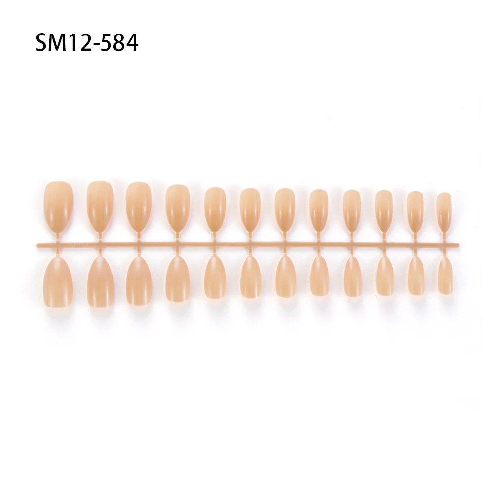 24 PCS Stiletto Fake Nails 28 Styles Long Size Pointed Solid Color DIY Nail Art Press On Nails Tips Accessory Full False Nails - Цвет: 584