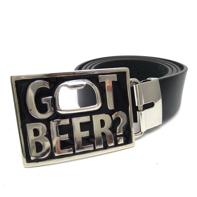 Fashion Mens big Buckle Belt with "get beer" bottle opener tool belt