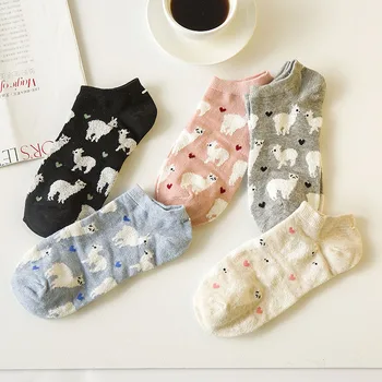 

5pair/lot Adult Size Short Ankle Invisible Tiny Alpaca Socks Farm Zoo Animal Llama like Fluffy Sheep Comfortable Cozy Cotton